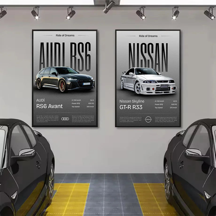 Minimalist Classic 2025 Luxury Supercar JDM Sports Car Auto Poster Canvas Painting Wall Art Pictures Home Garage Office Decor