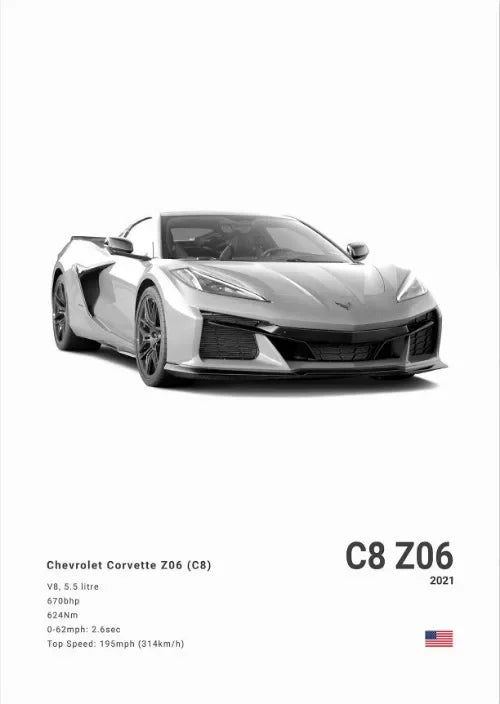 Chevrolet Corvette Stingray 427 (C2) 1966 Poster Photography Art Canvas Painting Print Wall Art Picture Modern Room Decor Gifts