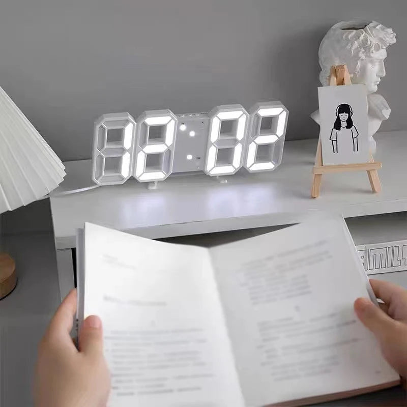 Simple Fashion Electronic Clock 3D Luminous Digital Clock Voice-activated Silent Alarm Clock Creative Desktop Clock