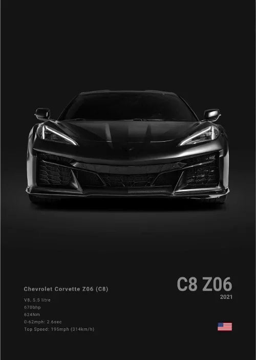 Chevrolet Corvette Stingray 427 (C2) 1966 Poster Photography Art Canvas Painting Print Wall Art Picture Modern Room Decor Gifts