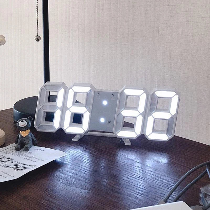 Simple Fashion Electronic Clock 3D Luminous Digital Clock Voice-activated Silent Alarm Clock Creative Desktop Clock