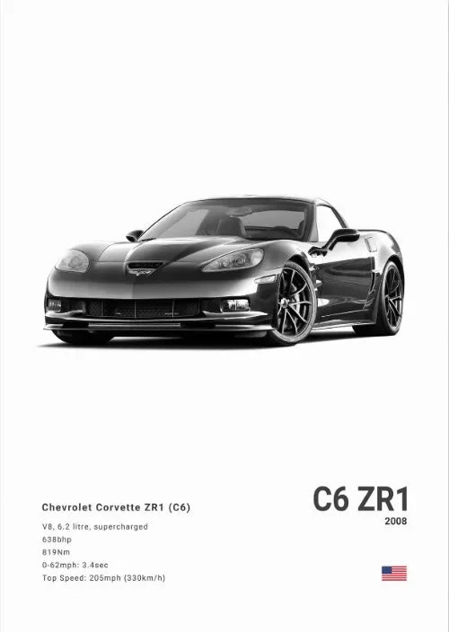 Chevrolet Corvette Stingray 427 (C2) 1966 Poster Photography Art Canvas Painting Print Wall Art Picture Modern Room Decor Gifts