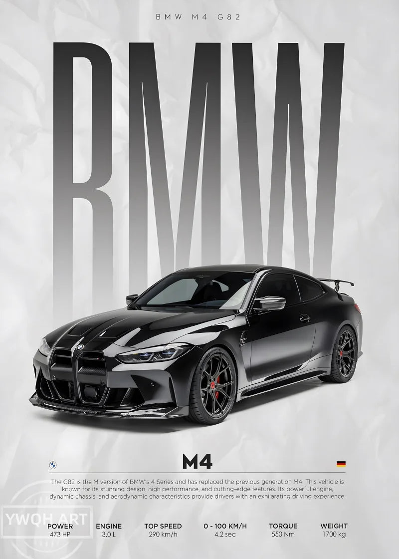 Black Famous Cars Competition Poster Picture Mural Modern Canvas Painting Wall Art Home Decoration Print for Living Room Decor