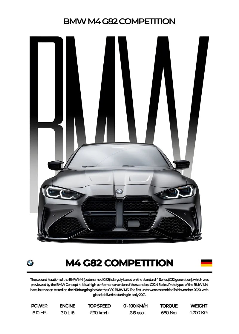 Black Famous Cars Competition Poster Picture Mural Modern Canvas Painting Wall Art Home Decoration Print for Living Room Decor