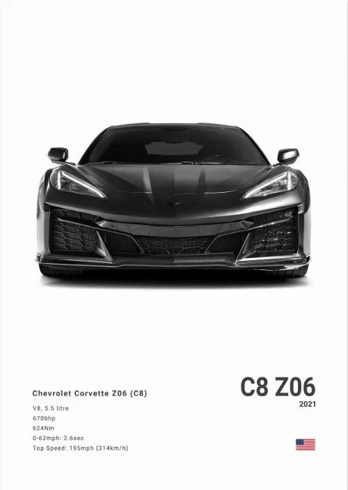 Chevrolet Corvette Stingray 427 (C2) 1966 Poster Photography Art Canvas Painting Print Wall Art Picture Modern Room Decor Gifts