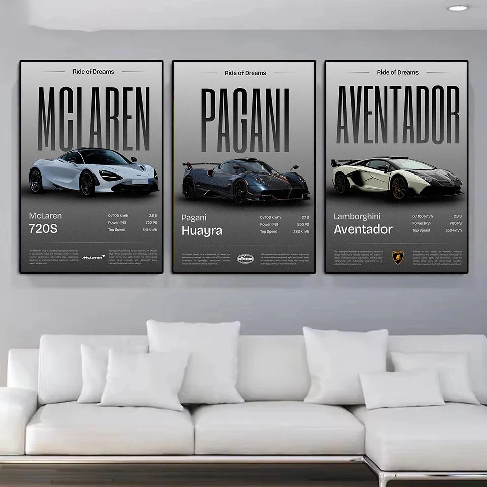 Minimalist Classic 2025 Luxury Supercar JDM Sports Car Auto Poster Canvas Painting Wall Art Pictures Home Garage Office Decor