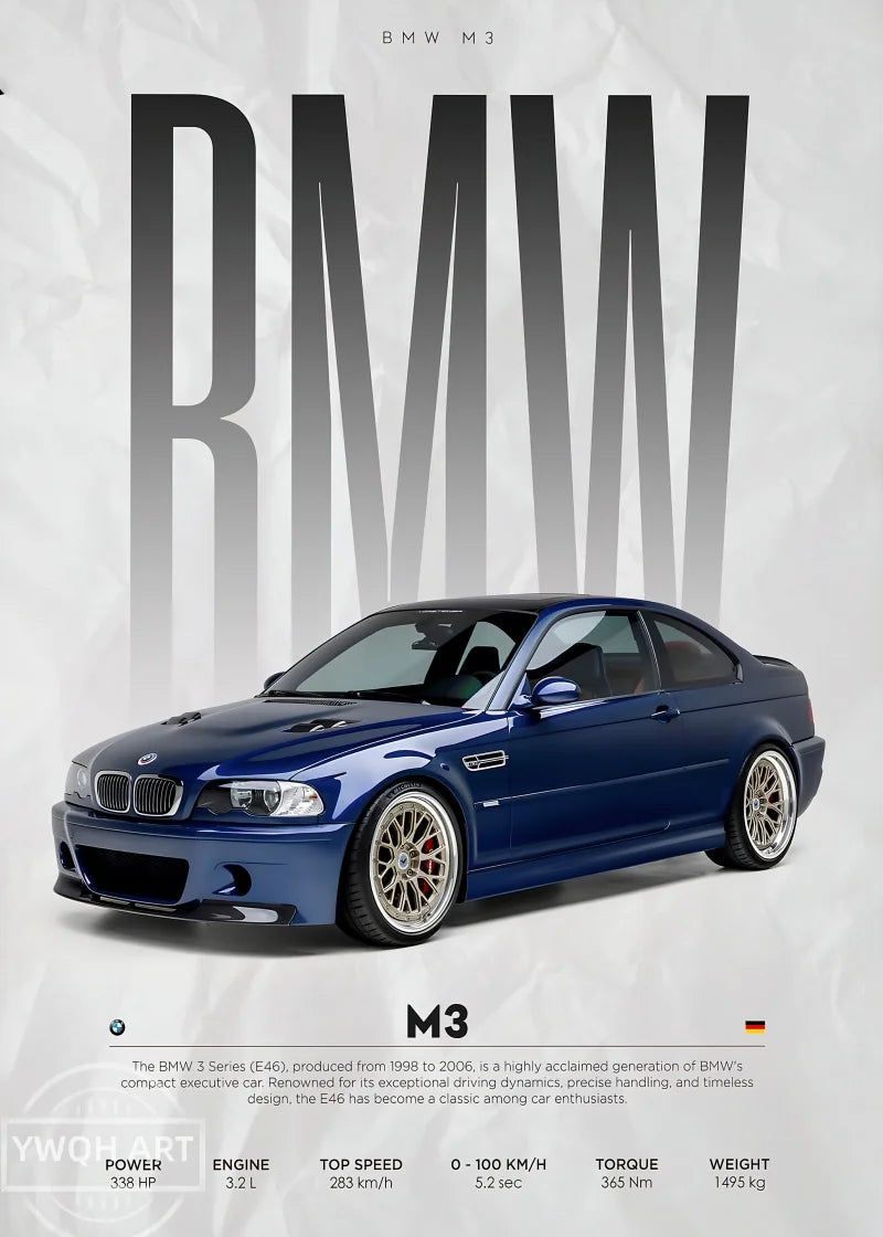 Black Famous Cars Competition Poster Picture Mural Modern Canvas Painting Wall Art Home Decoration Print for Living Room Decor